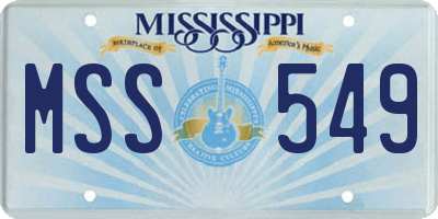 MS license plate MSS549