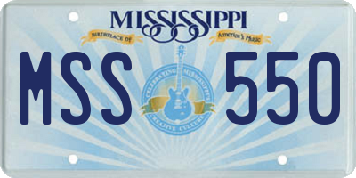 MS license plate MSS550