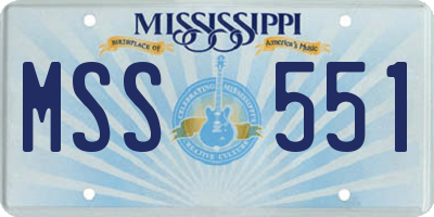 MS license plate MSS551