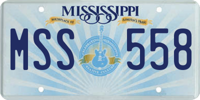 MS license plate MSS558