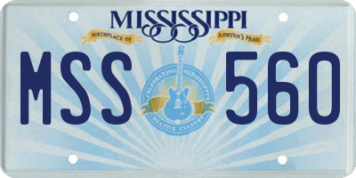 MS license plate MSS560