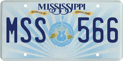 MS license plate MSS566