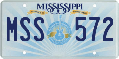 MS license plate MSS572