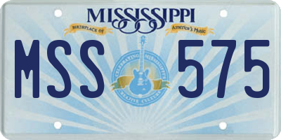 MS license plate MSS575