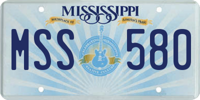 MS license plate MSS580
