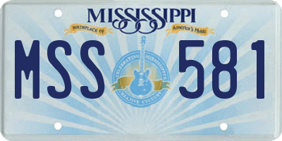 MS license plate MSS581