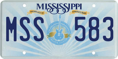 MS license plate MSS583