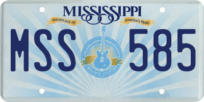 MS license plate MSS585