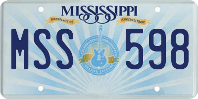 MS license plate MSS598