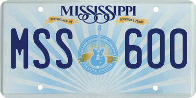 MS license plate MSS600