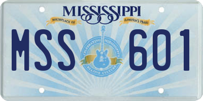 MS license plate MSS601