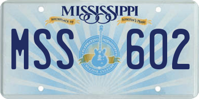 MS license plate MSS602