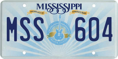 MS license plate MSS604