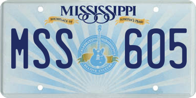MS license plate MSS605