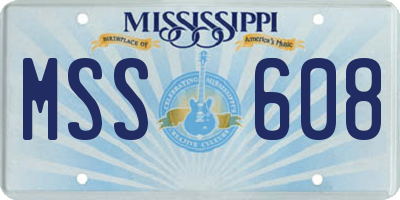 MS license plate MSS608