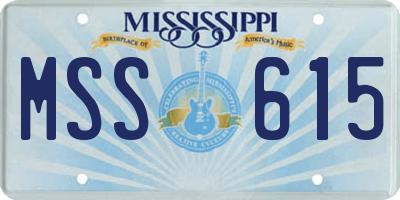 MS license plate MSS615