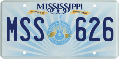 MS license plate MSS626