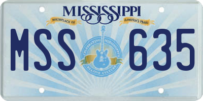 MS license plate MSS635