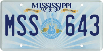 MS license plate MSS643