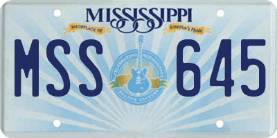MS license plate MSS645