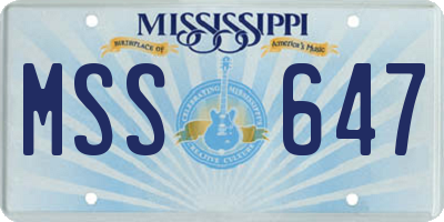 MS license plate MSS647