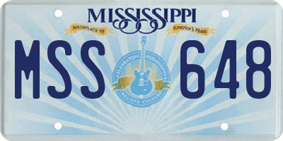 MS license plate MSS648