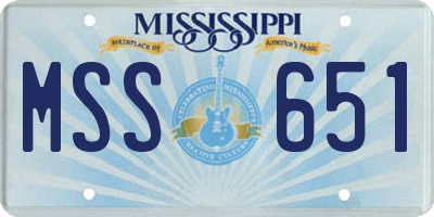 MS license plate MSS651