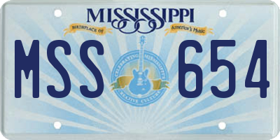 MS license plate MSS654