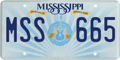 MS license plate MSS665