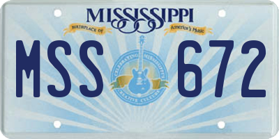 MS license plate MSS672