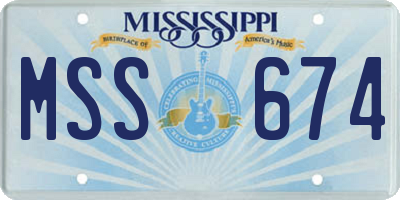 MS license plate MSS674