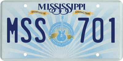 MS license plate MSS701