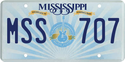 MS license plate MSS707