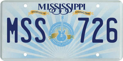 MS license plate MSS726