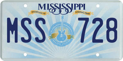 MS license plate MSS728