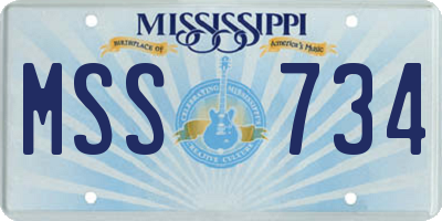 MS license plate MSS734