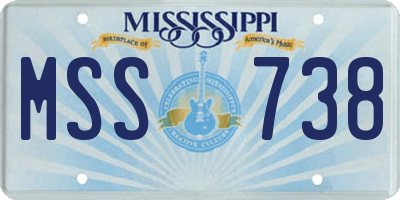 MS license plate MSS738