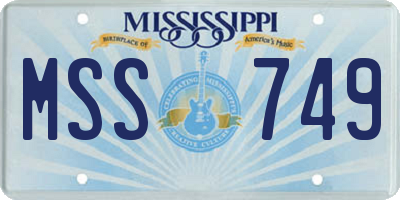 MS license plate MSS749