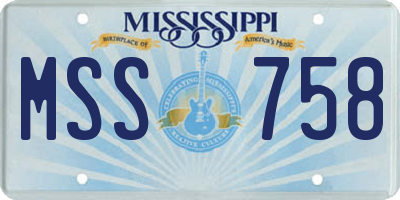 MS license plate MSS758