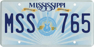 MS license plate MSS765