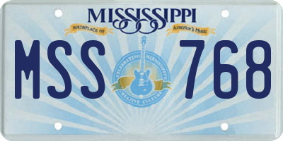 MS license plate MSS768