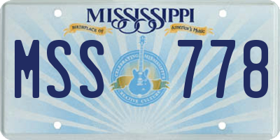 MS license plate MSS778