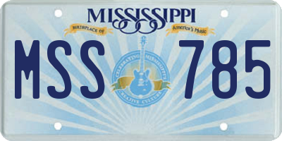 MS license plate MSS785