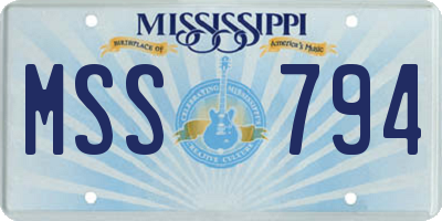 MS license plate MSS794