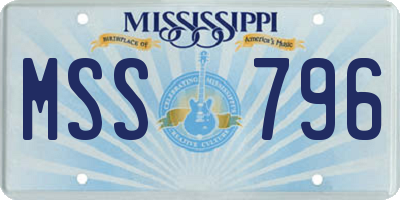 MS license plate MSS796