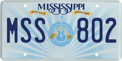 MS license plate MSS802