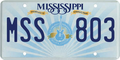 MS license plate MSS803