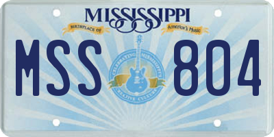 MS license plate MSS804