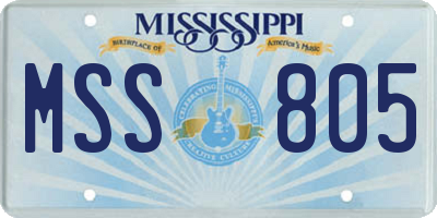 MS license plate MSS805