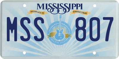 MS license plate MSS807